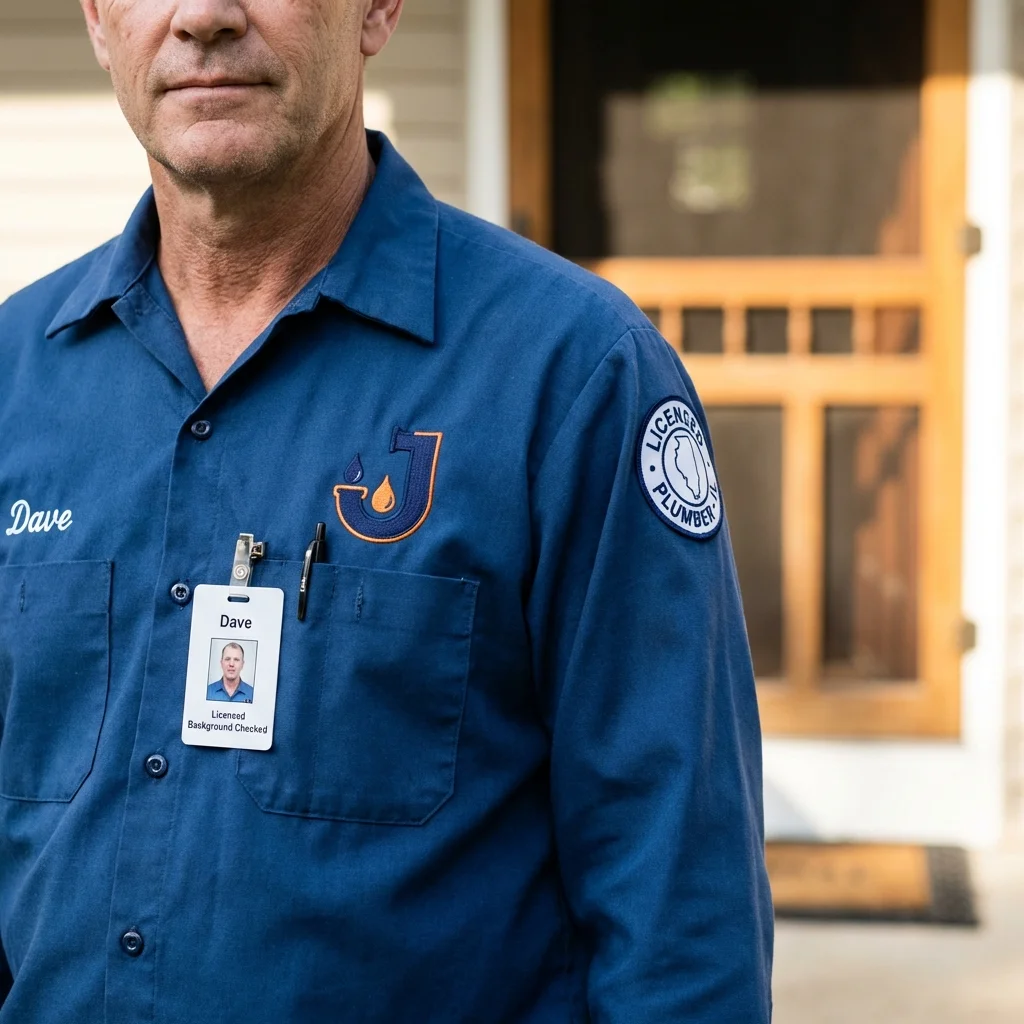 Licensed plumber showing ID badge in Vashon, WA