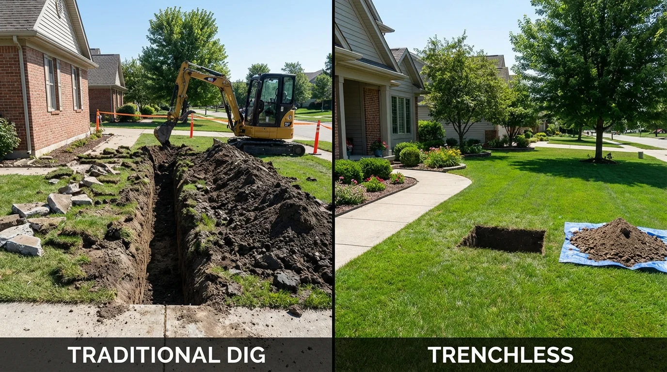 Trenchless sewer repair with minimal yard damage versus traditional excavation in Vashon, WA
